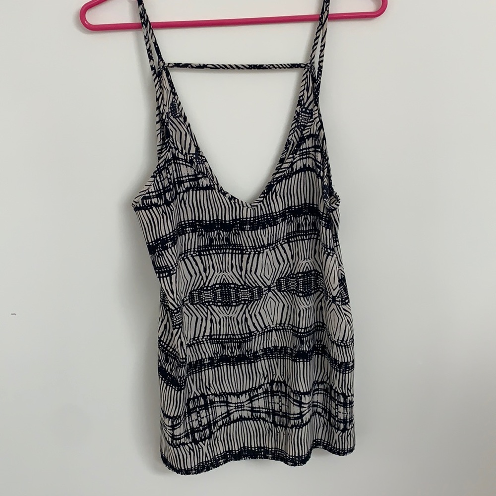 spaghetti strap silky top black and cream